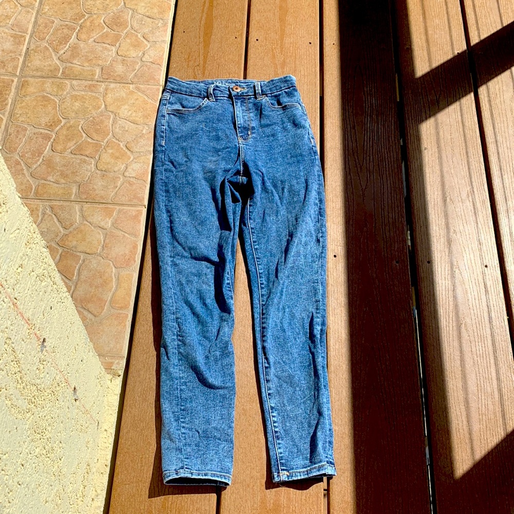 Full length blue jeans